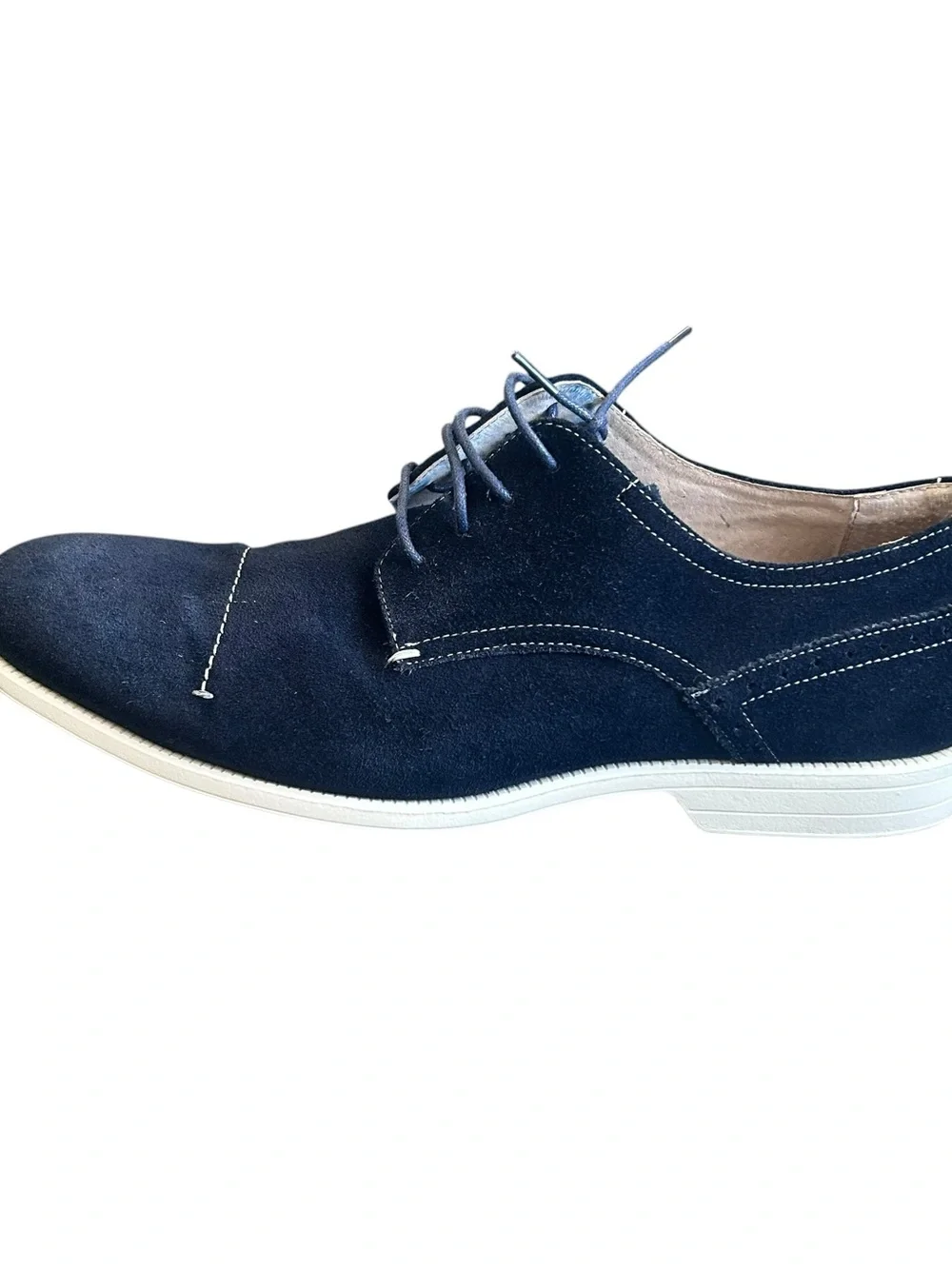 Stacy Adams Bale Cap Toe Suede Oxford Navy Blue Shoes Size 12